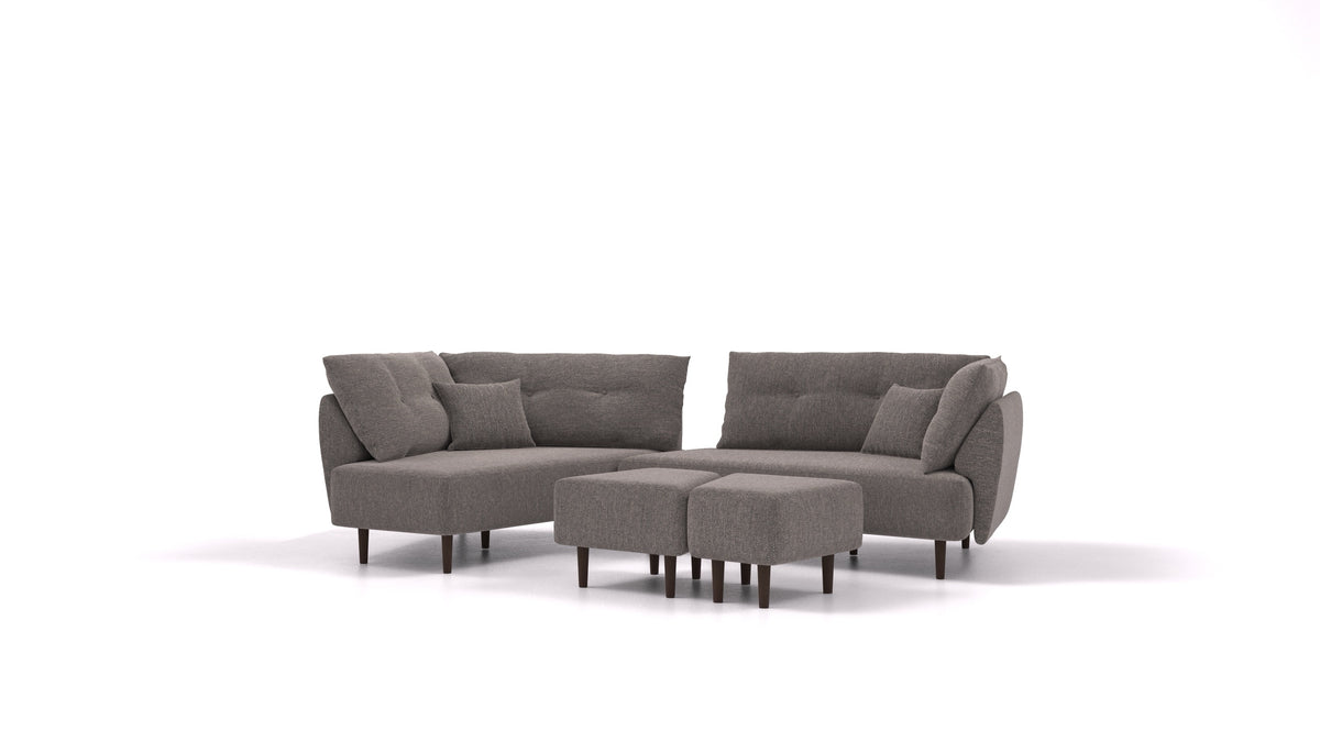 Diagon, modulares Sofa von FEYDOM im Stoff Alure DE-92 Middle Grey, dunkle Füße