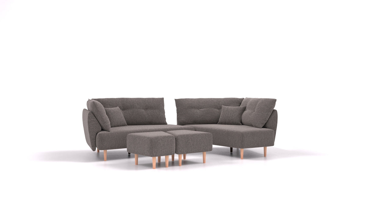 Diagon, modulares Sofa von FEYDOM im Stoff Alure DE-92 Middle Grey, helle Füße