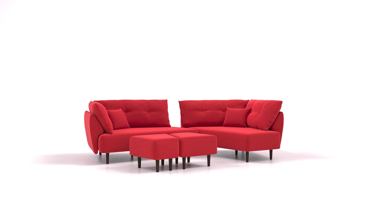 Diagon, modulares Sofa von FEYDOM im Stoff Velare ET-11 Red, dunkle Füße