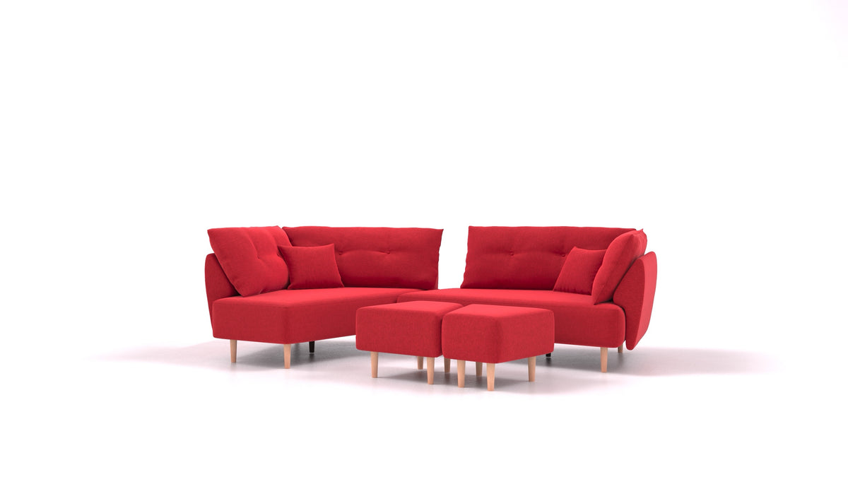 Diagon, modulares Sofa von FEYDOM im Stoff Velare ET-11 Red, helle Füße