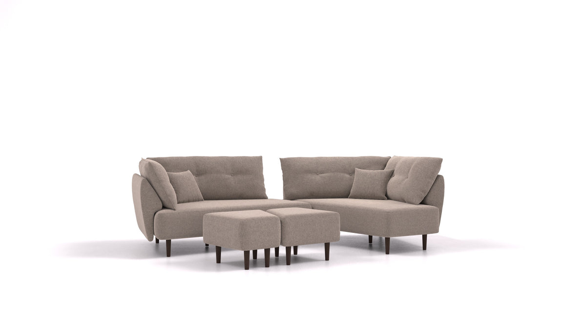 Diagon, modulares Sofa von FEYDOM im Stoff Velare ET-14 Middle Grey, dunkle Füße