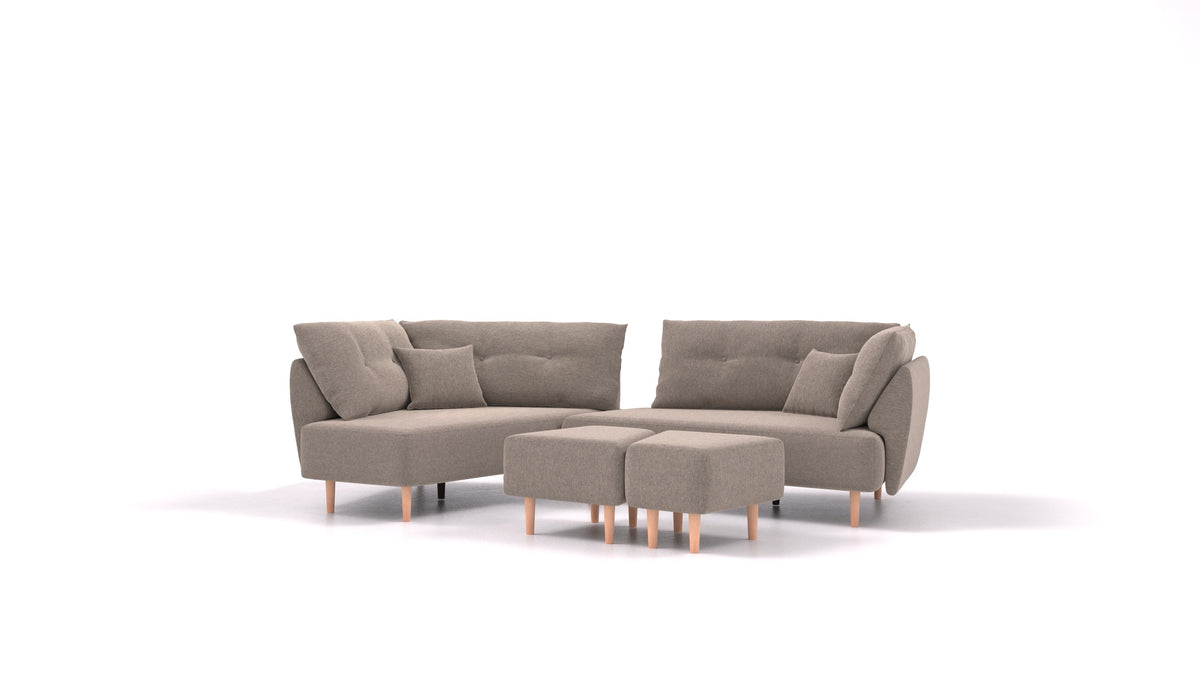 Diagon, modulares Sofa von FEYDOM im Stoff Velare ET-14 Middle Grey, helle Füße