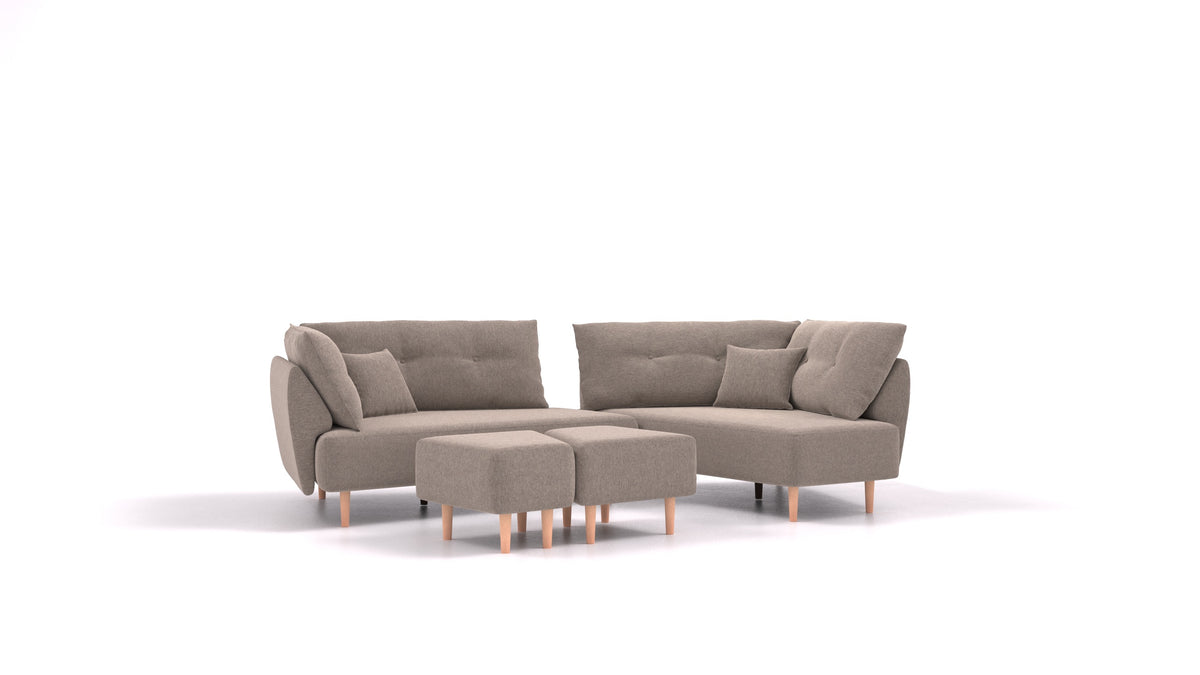 Diagon, modulares Sofa von FEYDOM im Stoff Velare ET-14 Middle Grey, helle Füße