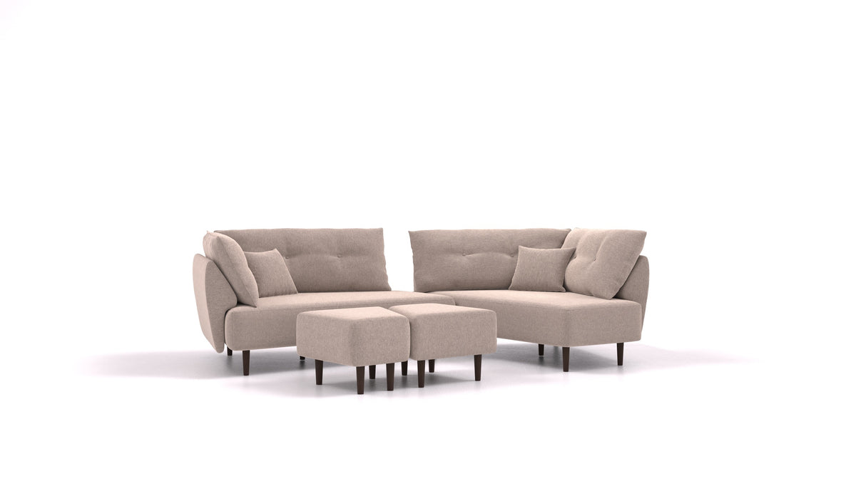 Diagon, modulares Sofa von FEYDOM im Stoff Velare ET-15 Light Grey, dunkle Füße