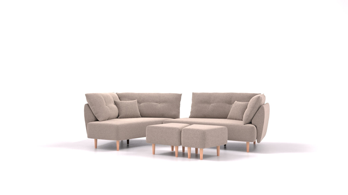 Diagon, modulares Sofa von FEYDOM im Stoff Velare ET-15 Light Grey, helle Füße