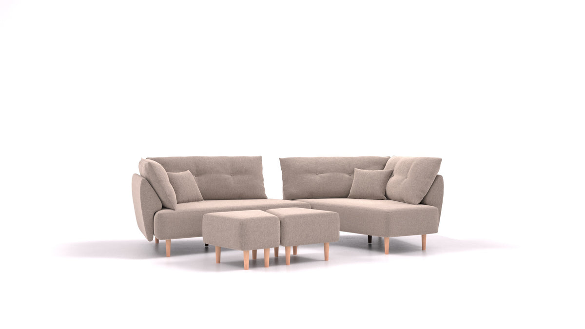 Diagon, modulares Sofa von FEYDOM im Stoff Velare ET-15 Light Grey, helle Füße