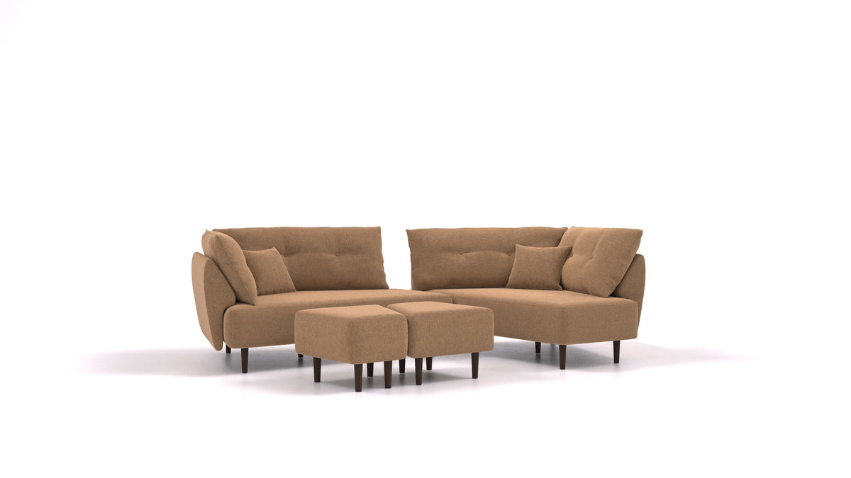 Diagon, modulares Sofa von FEYDOM im Stoff Velare ET-24 Cappuccino, dunkle Füße
