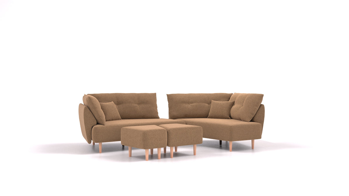 Diagon, modulares Sofa von FEYDOM im Stoff Velare ET-24 Cappuccino, helle Füße