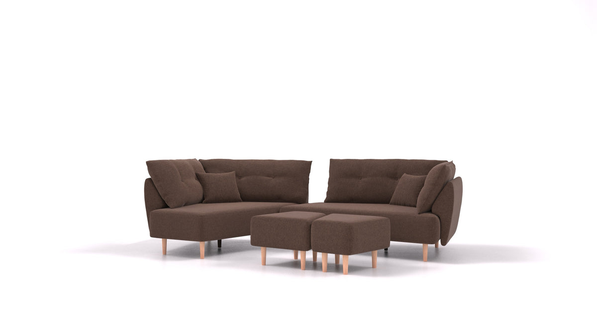 Diagon, modulares Sofa von FEYDOM im Stoff Velare ET-27 Chocolate, helle Füße