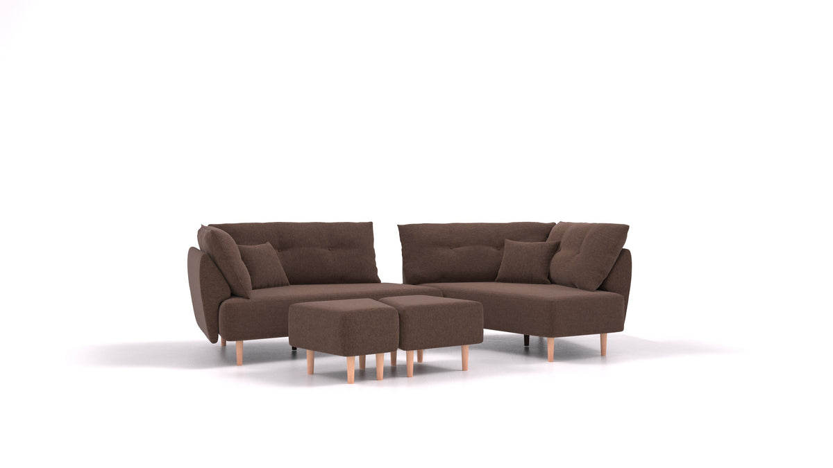 Diagon, modulares Sofa von FEYDOM im Stoff Velare ET-27 Chocolate, helle Füße