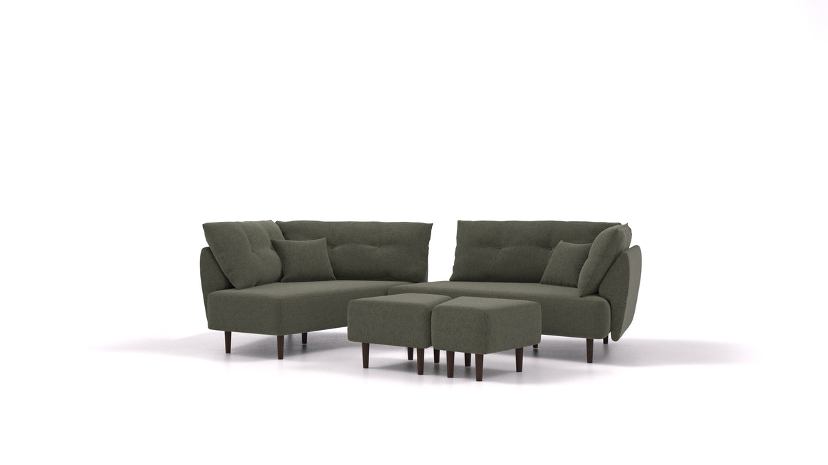 Diagon, modulares Sofa von FEYDOM im Stoff Velare ET-38 Pine, dunkle Füße