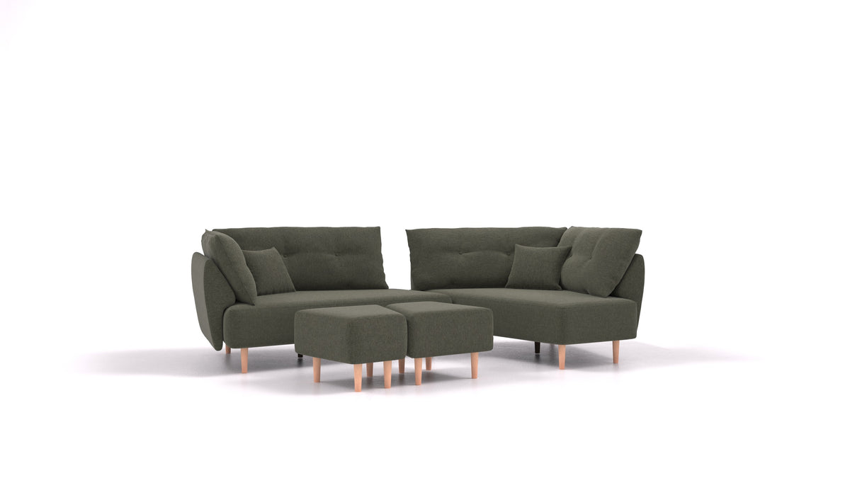 Diagon, modulares Sofa von FEYDOM im Stoff Velare ET-38 Pine, helle Füße