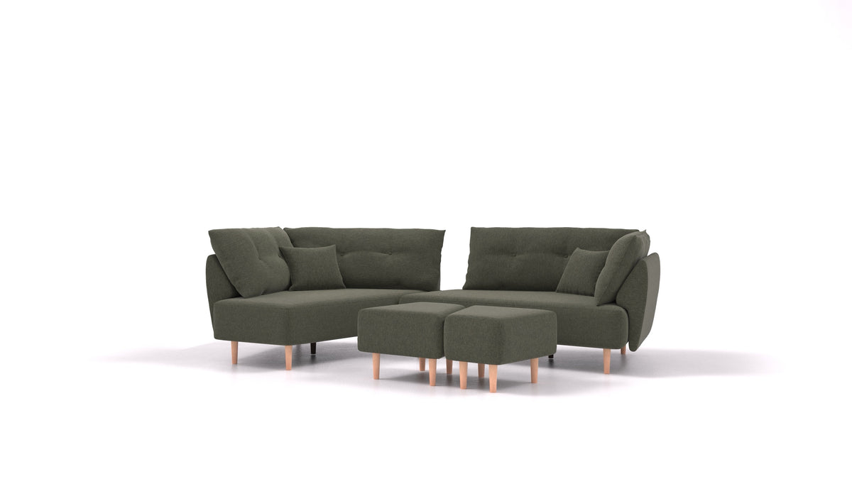 Diagon, modulares Sofa von FEYDOM im Stoff Velare ET-38 Pine, helle Füße