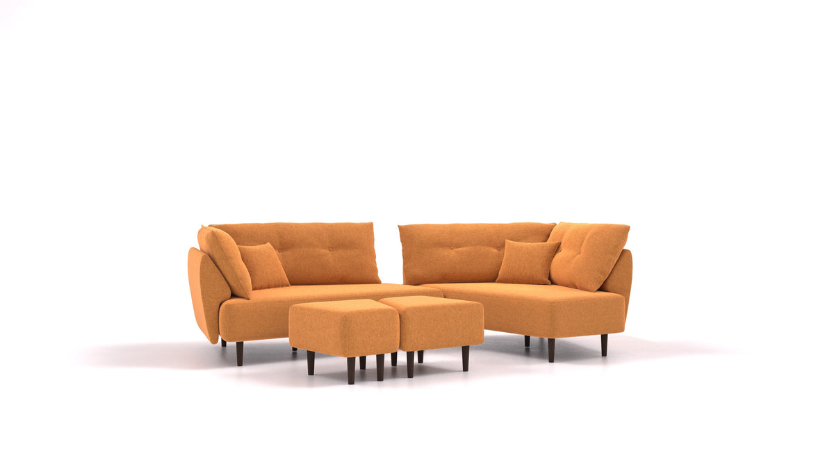 Diagon, modulares Sofa von FEYDOM im Stoff Velare ET-48 Antic Gold, dunkle Füße