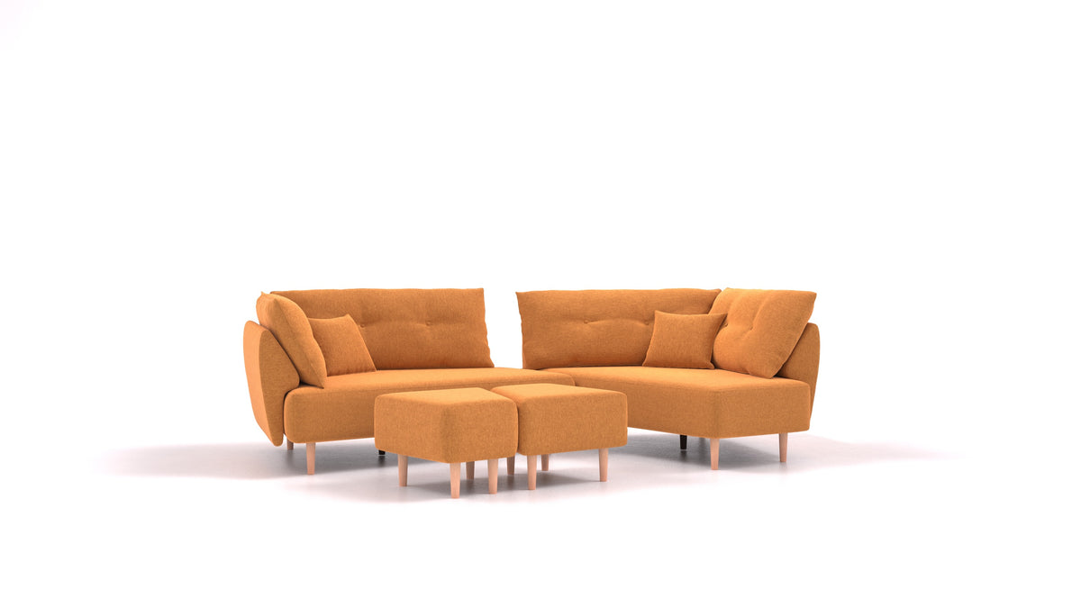 Diagon, modulares Sofa von FEYDOM im Stoff Velare ET-48 Antic Gold, helle Füße