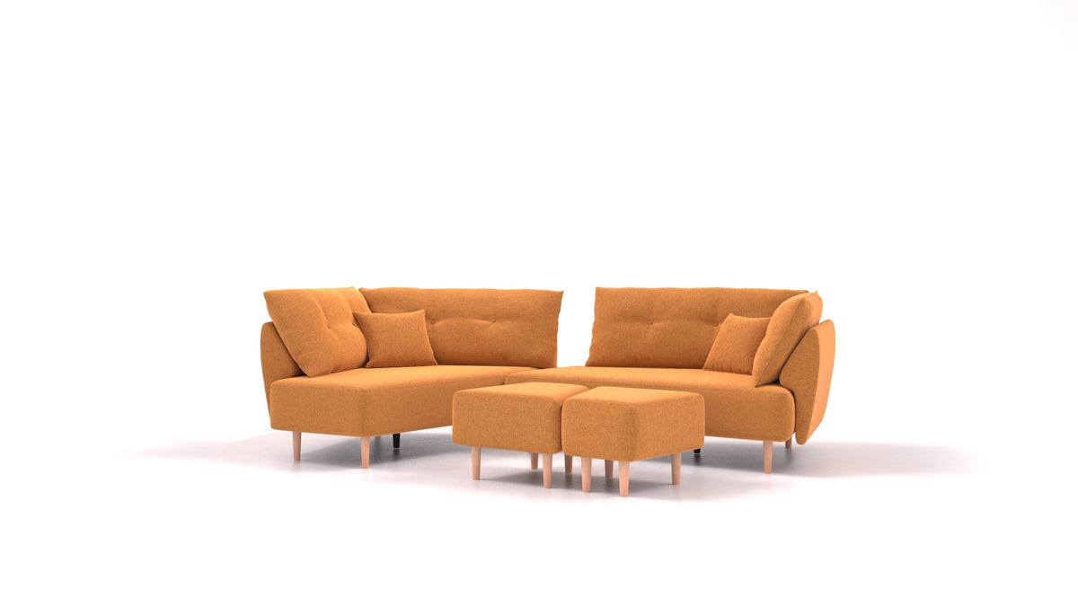 Diagon, modulares Sofa von FEYDOM im Stoff Velare ET-48 Antic Gold, helle Füße