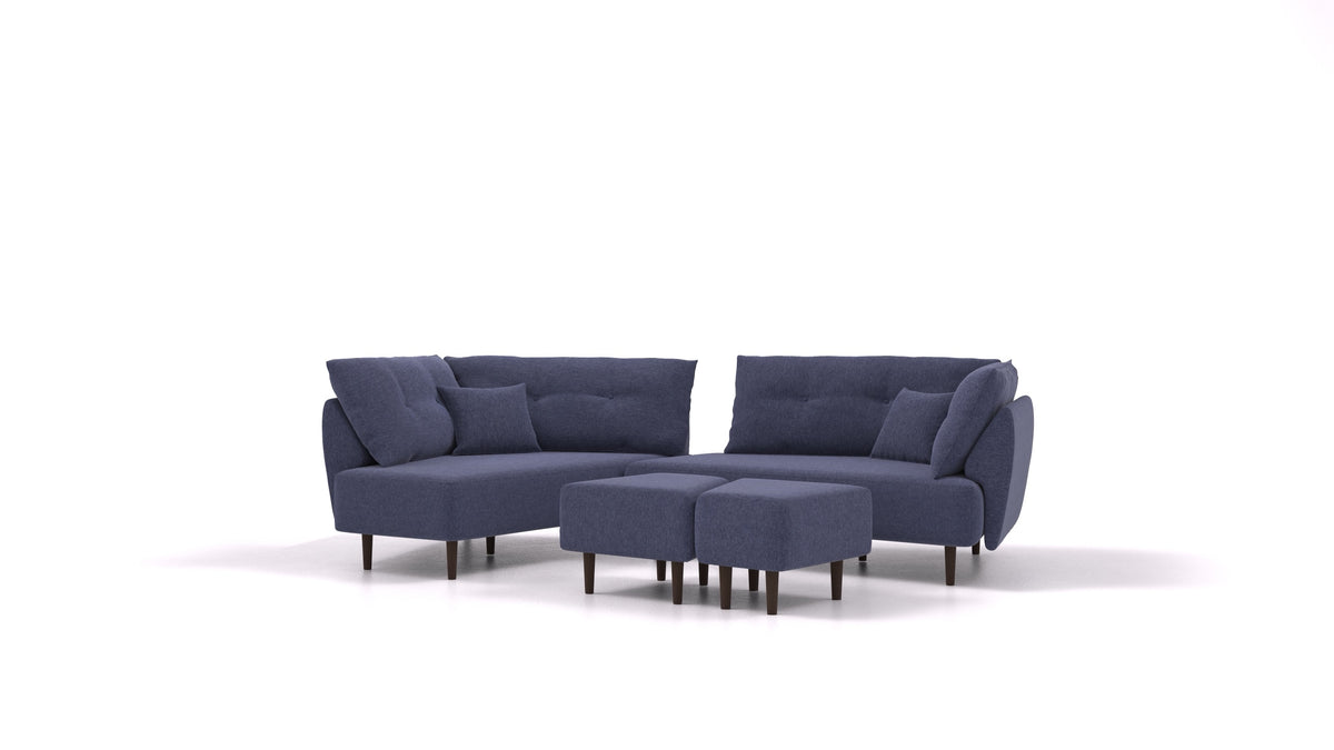 Diagon, modulares Sofa von FEYDOM im Stoff Velare ET-80 Noble Blue, dunkle Füße