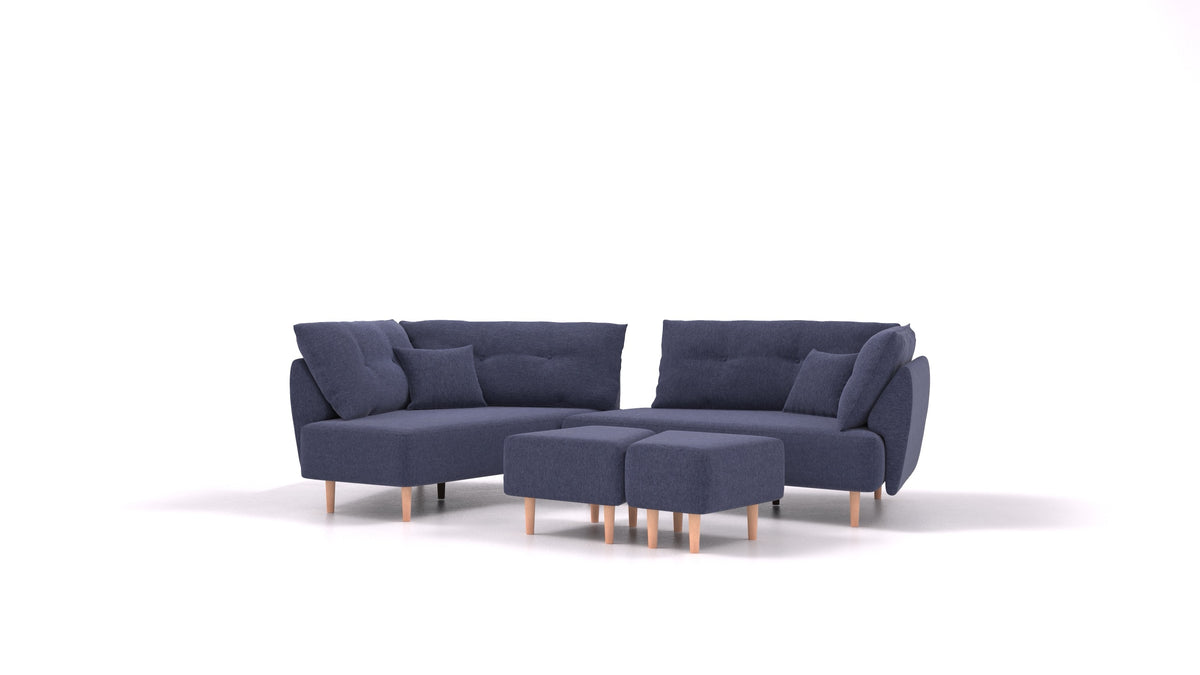 Diagon, modulares Sofa von FEYDOM im Stoff Velare ET-80 Noble Blue, helle Füße