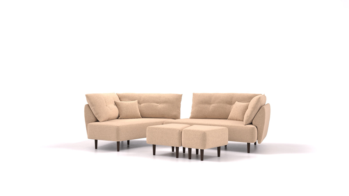 Diagon, modulares Sofa von FEYDOM im Stoff Velare ET-99 Latte, dunkle Füße