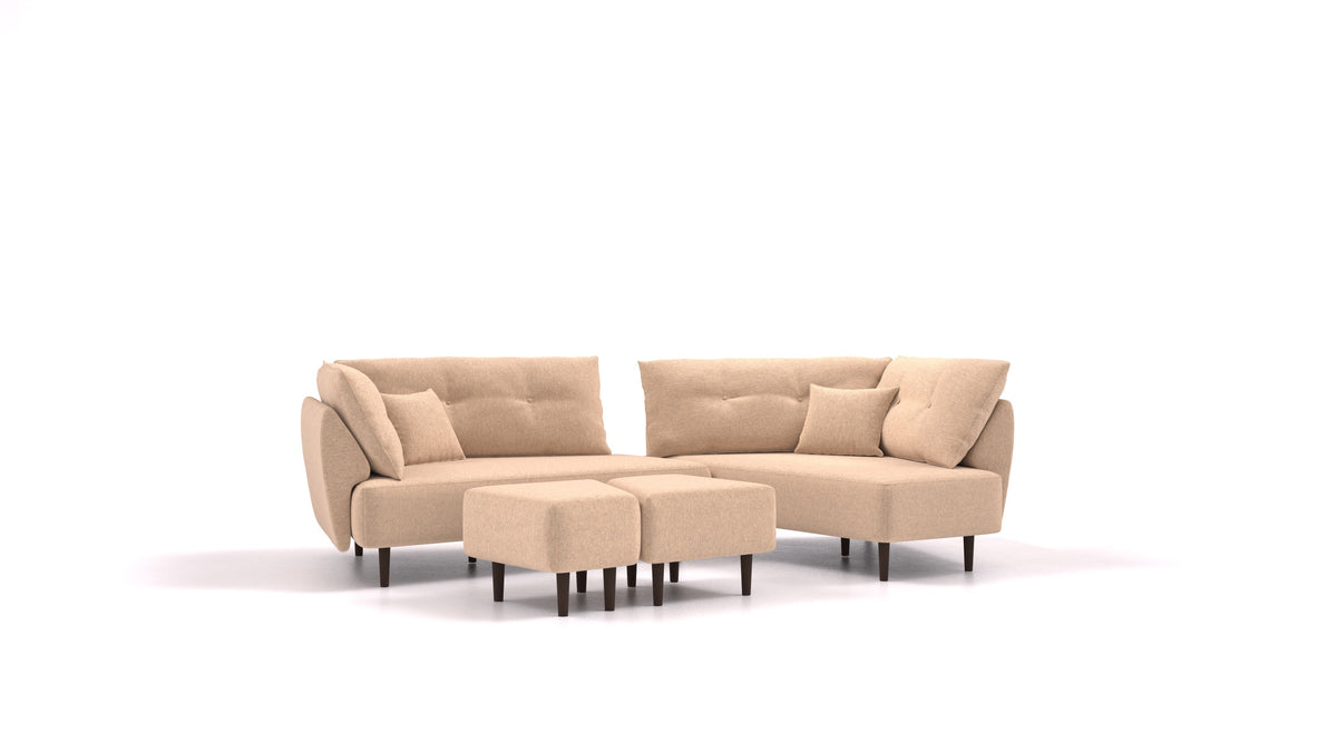 Diagon, modulares Sofa von FEYDOM im Stoff Velare ET-99 Latte, dunkle Füße