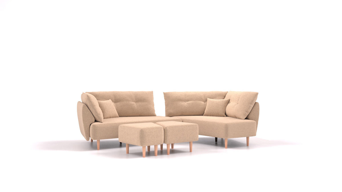 Diagon, modulares Sofa von FEYDOM im Stoff Velare ET-99 Latte, helle Füße