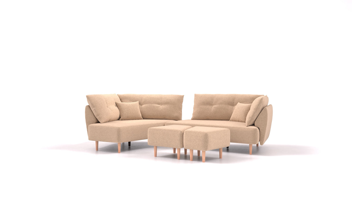 Diagon, modulares Sofa von FEYDOM im Stoff Velare ET-99 Latte, helle Füße