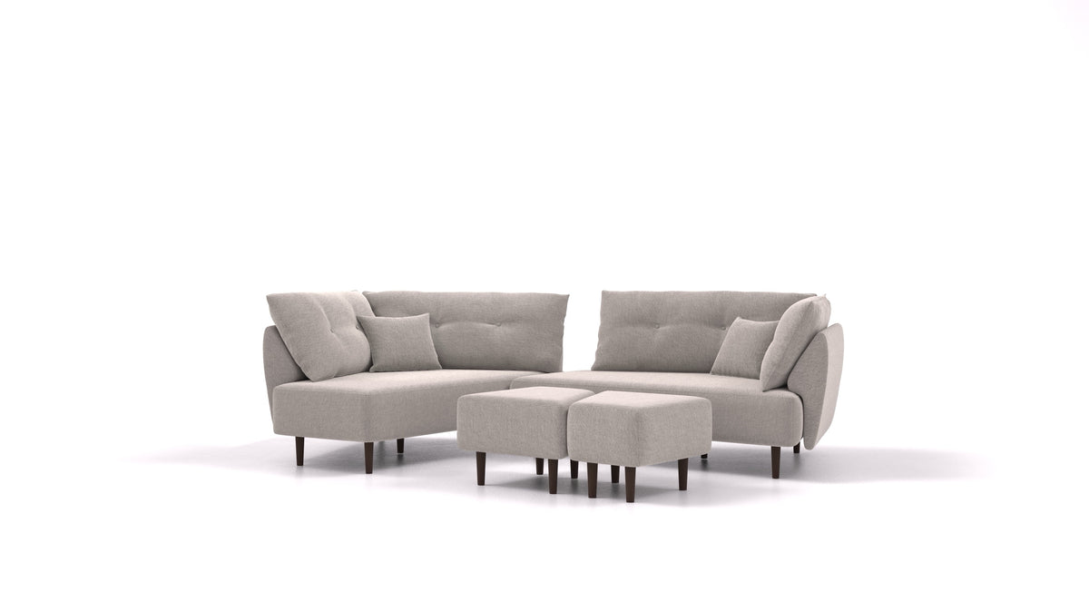 Diagon, modulares Sofa von FEYDOM im Stoff Phoenix FE-84 Middle Grey, dunkle Füße