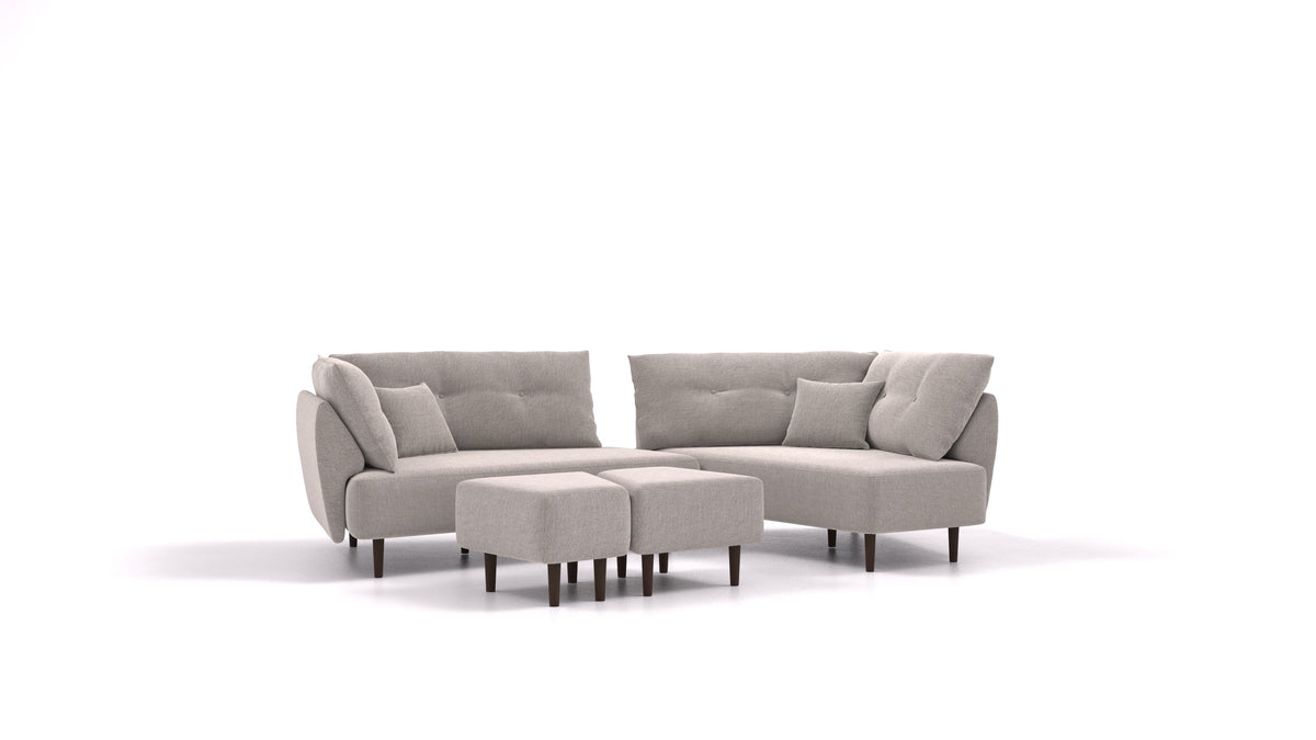 Diagon, modulares Sofa von FEYDOM im Stoff Phoenix FE-84 Middle Grey, dunkle Füße