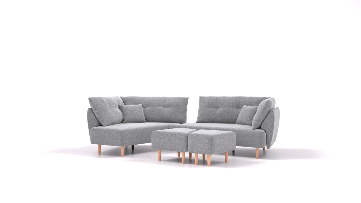 Diagon, modulares Sofa von FEYDOM im Stoff Phoenix FE-92 Dark Grey, helle Füße