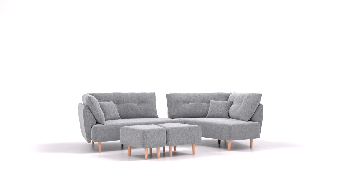 Diagon, modulares Sofa von FEYDOM im Stoff Phoenix FE-92 Dark Grey, helle Füße