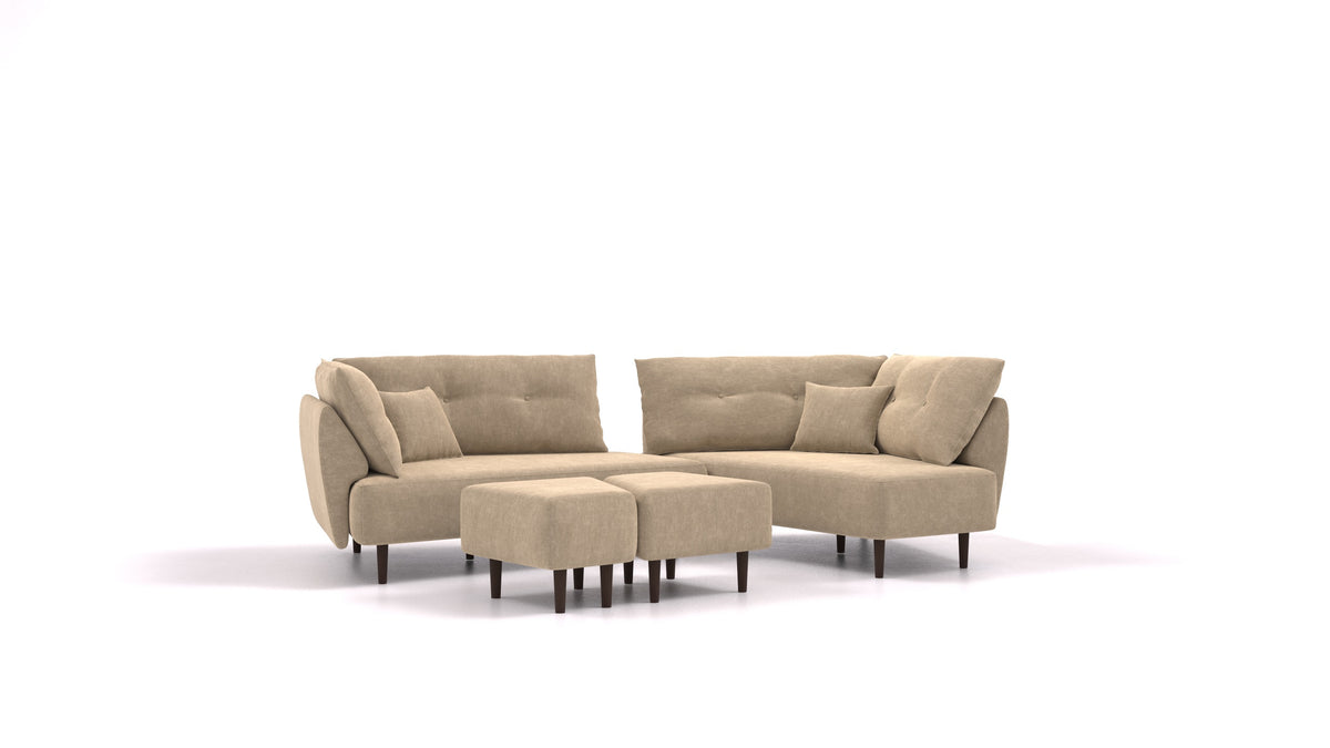Diagon, modulares Sofa von FEYDOM im Stoff Mollia FF-13 Cappuccino, dunkle Füße