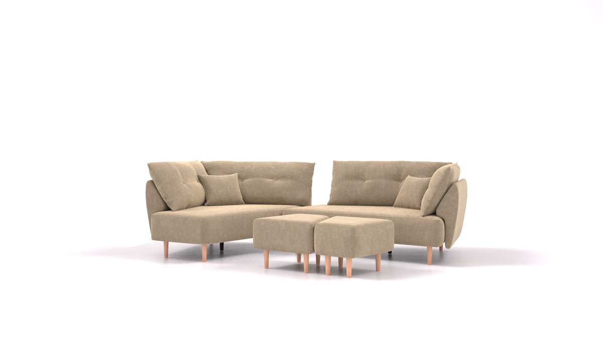 Diagon, modulares Sofa von FEYDOM im Stoff Mollia FF-13 Cappuccino, helle Füße
