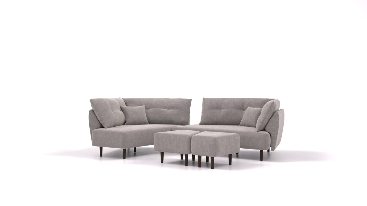 Diagon, modulares Sofa von FEYDOM im Stoff Mollia FF-14 Middle Grey, dunkle Füße