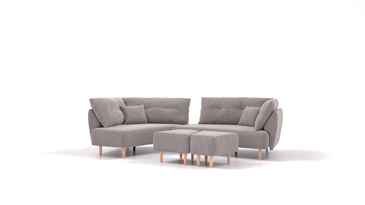 Diagon, modulares Sofa von FEYDOM im Stoff Mollia FF-14 Middle Grey, helle Füße