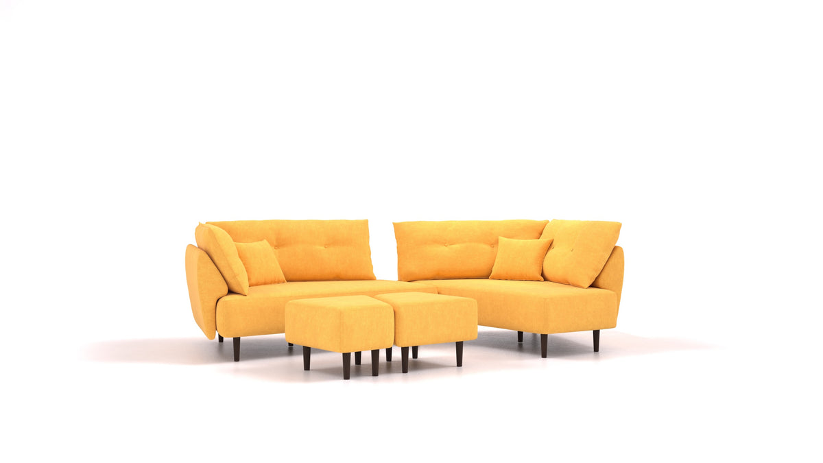 Diagon, modulares Sofa von FEYDOM im Stoff Mollia FF-16 Yellow, dunkle Füße