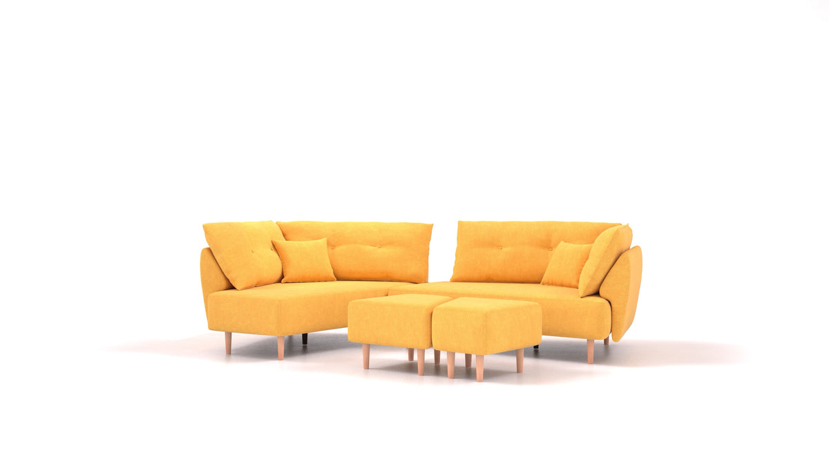 Diagon, modulares Sofa von FEYDOM im Stoff Mollia FF-16 Yellow, helle Füße