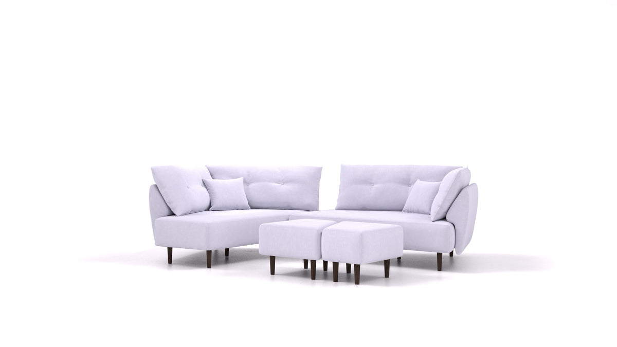 Diagon, modulares Sofa von FEYDOM im Stoff Mollia FF-17 Lavander, dunkle Füße