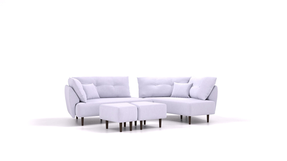 Diagon, modulares Sofa von FEYDOM im Stoff Mollia FF-17 Lavander, dunkle Füße