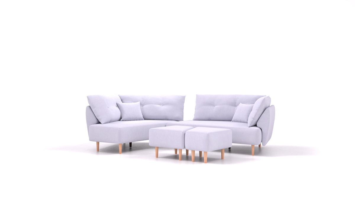 Diagon, modulares Sofa von FEYDOM im Stoff Mollia FF-17 Lavander, helle Füße