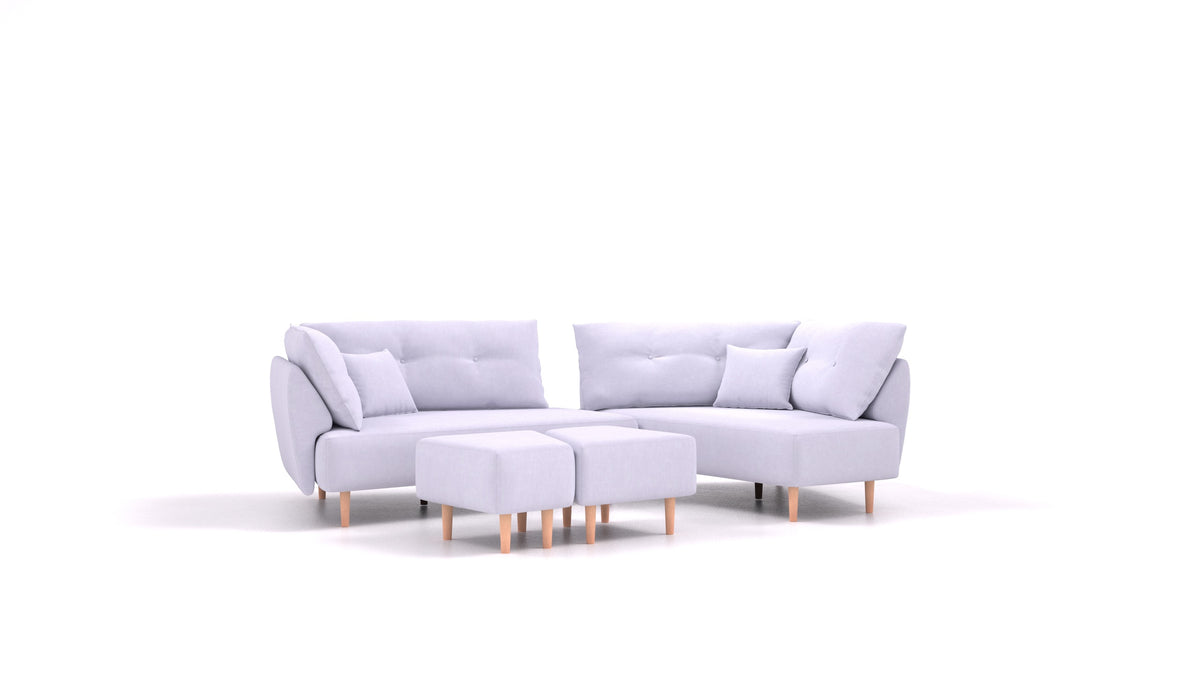 Diagon, modulares Sofa von FEYDOM im Stoff Mollia FF-17 Lavander, helle Füße