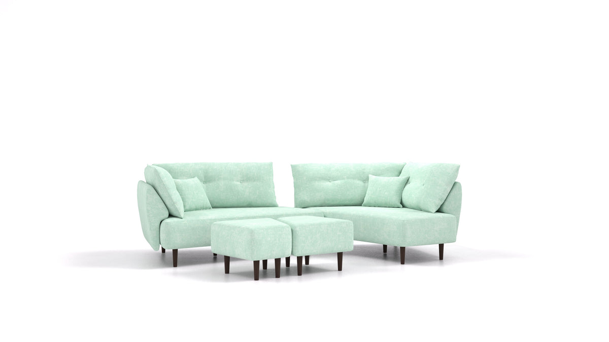 Diagon, modulares Sofa von FEYDOM im Stoff Mollia FF-18 Mint, dunkle Füße