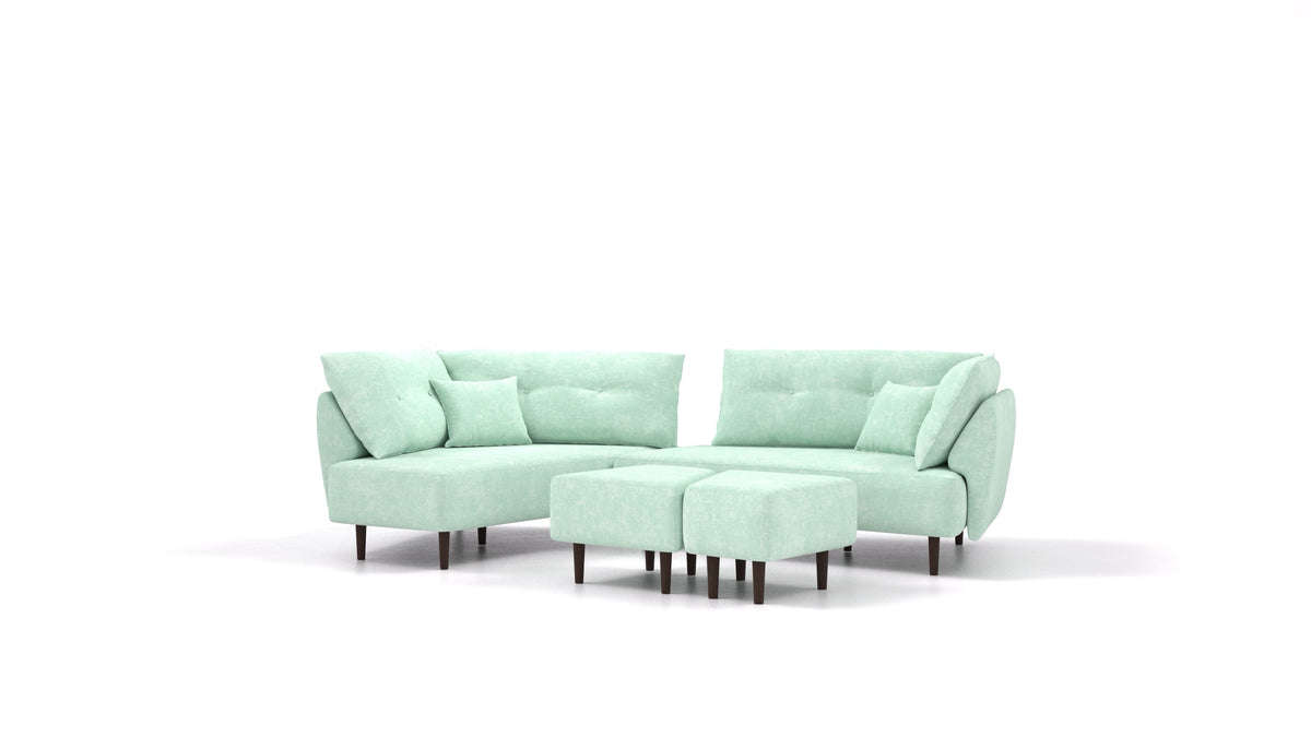 Diagon, modulares Sofa von FEYDOM im Stoff Mollia FF-18 Mint, dunkle Füße