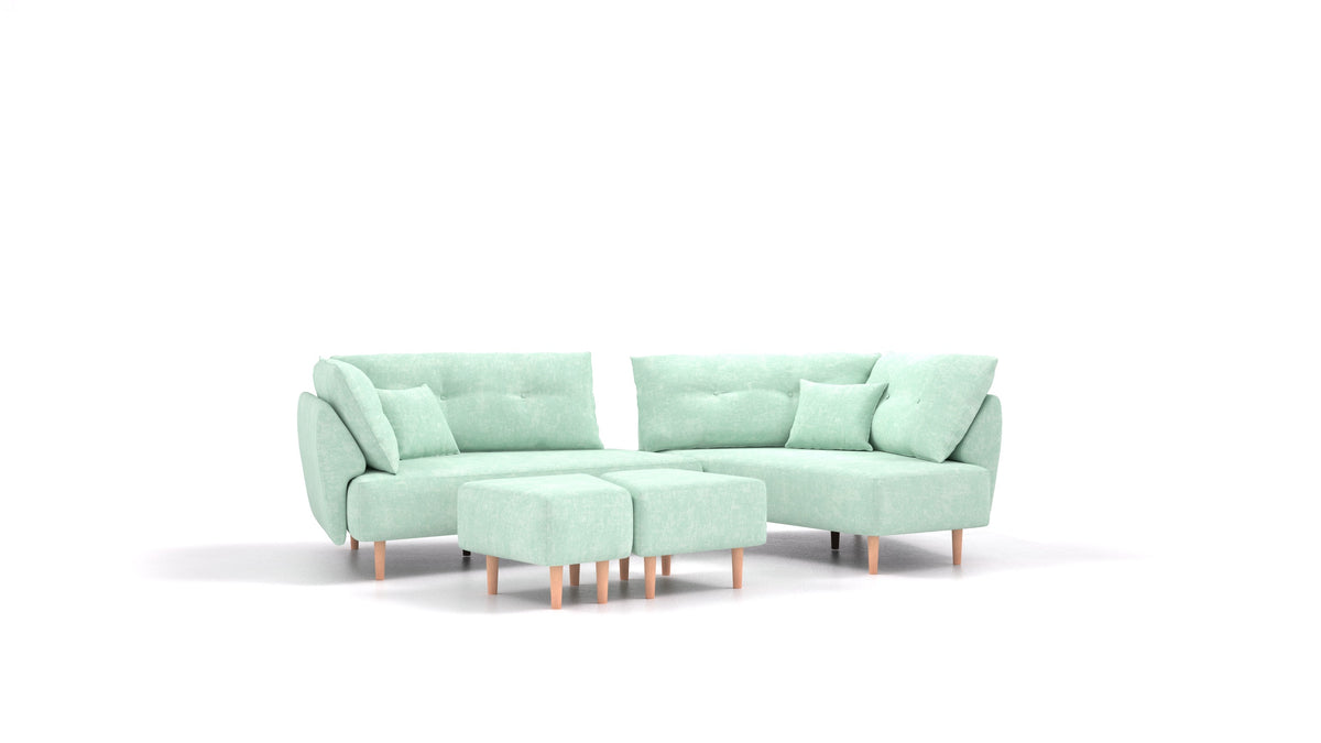 Diagon, modulares Sofa von FEYDOM im Stoff Mollia FF-18 Mint, helle Füße