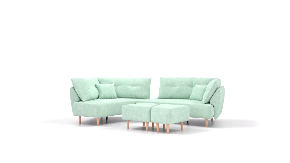 Diagon, modulares Sofa von FEYDOM im Stoff Mollia FF-18 Mint, helle Füße