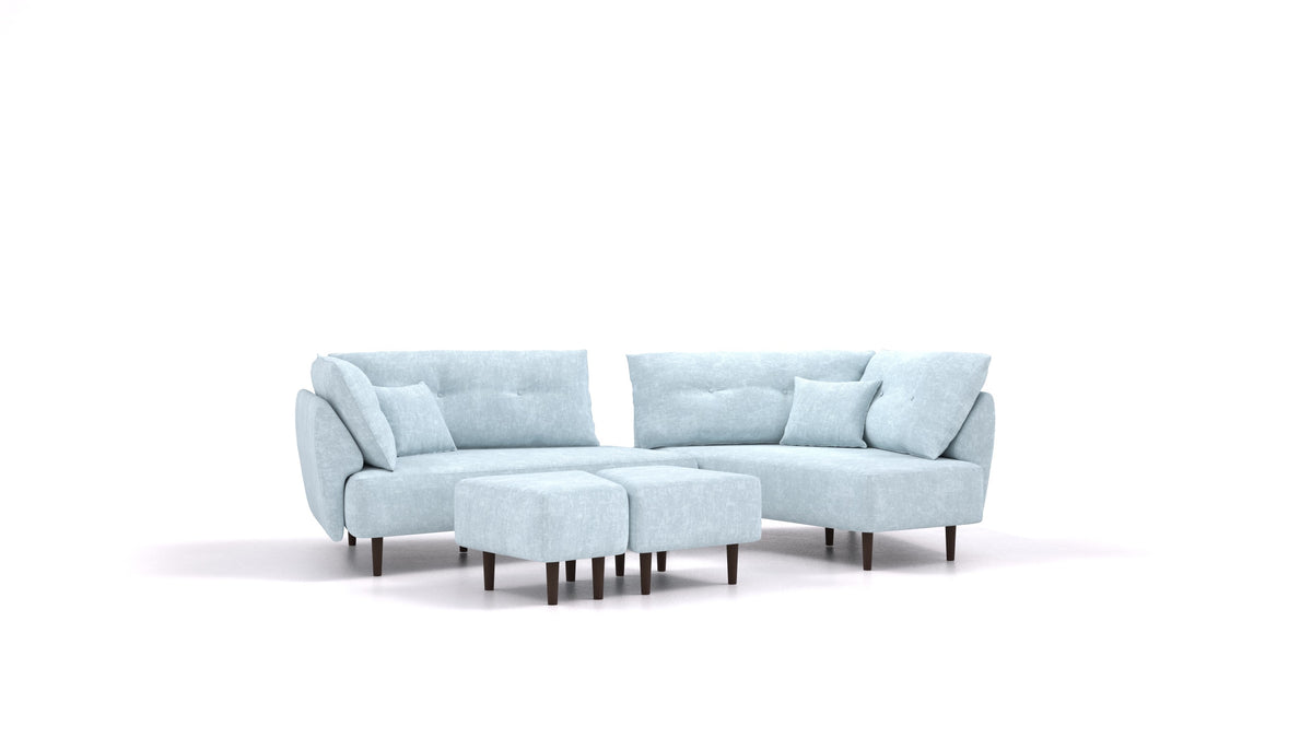 Diagon, modulares Sofa von FEYDOM im Stoff Mollia FF-19 Pastel Blue, dunkle Füße