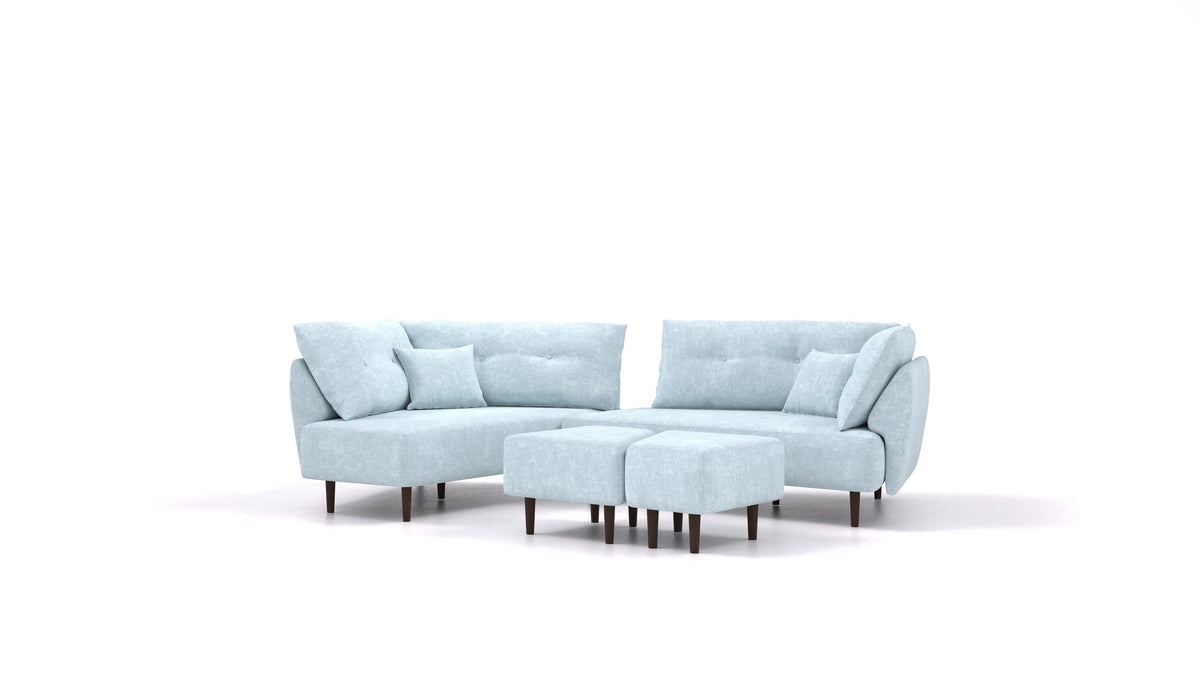 Diagon, modulares Sofa von FEYDOM im Stoff Mollia FF-19 Pastel Blue, dunkle Füße