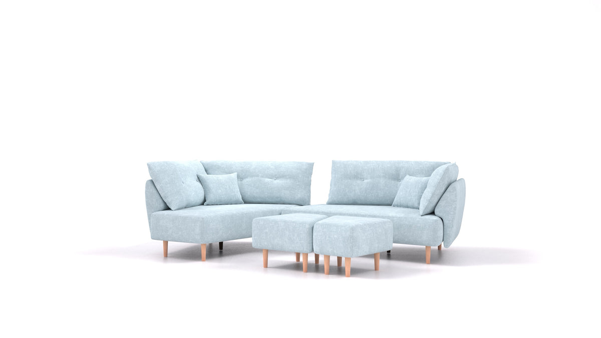 Diagon, modulares Sofa von FEYDOM im Stoff Mollia FF-19 Pastel Blue, helle Füße