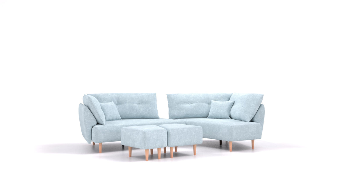 Diagon, modulares Sofa von FEYDOM im Stoff Mollia FF-19 Pastel Blue, helle Füße