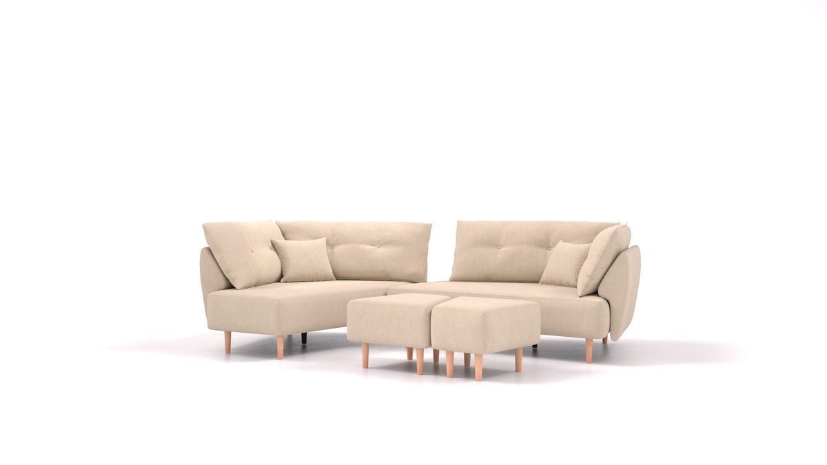 Diagon, modulares Sofa von FEYDOM im Stoff Mollia HC-03 Honey, helle Füße