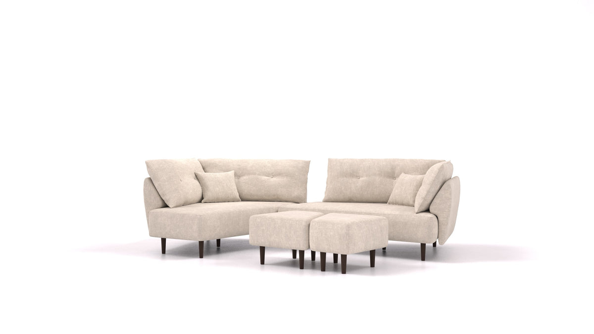 Diagon, modulares Sofa von FEYDOM im Stoff Mollia HC-04 White, dunkle Füße